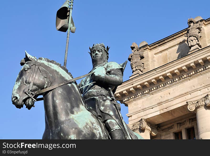 Staatskanzlei (Odeonsplatz) in Munich, Germany In front of the building is a bronze equestrian statue of Otto I. of Wittelsbach, known as der Rotkopf, Duke of Bavaria (Established 1911).