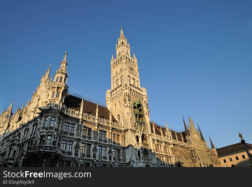 The new city hall at the Marienplatz in Munich, Germany. The new city hall at the Marienplatz in Munich, Germany.