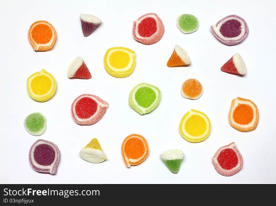 Colorful Jelly Candy on white background