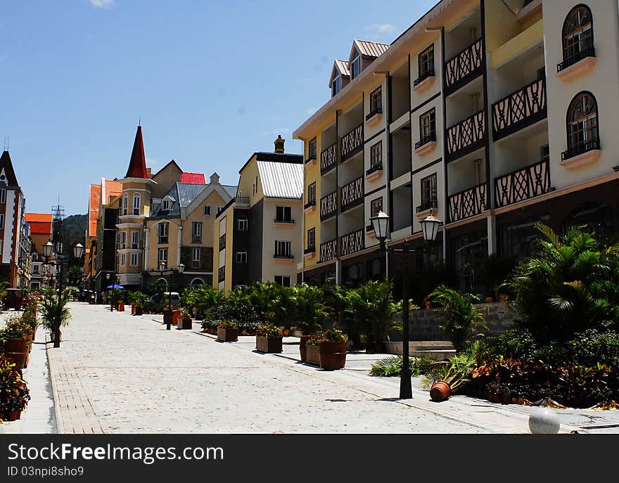 Streets of the town in western China