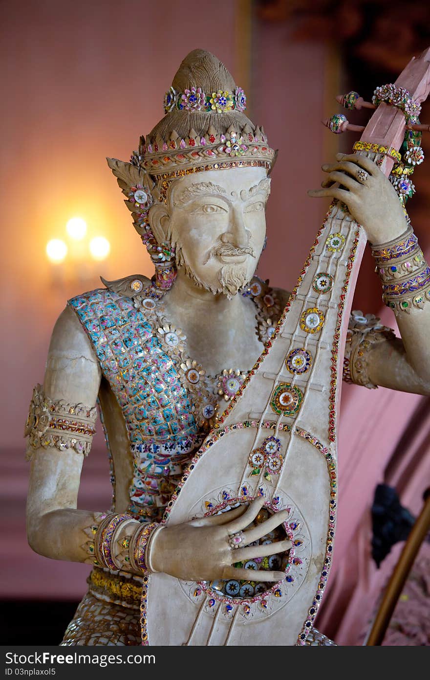 Thai style angel statue in Erawan museum,Thailand