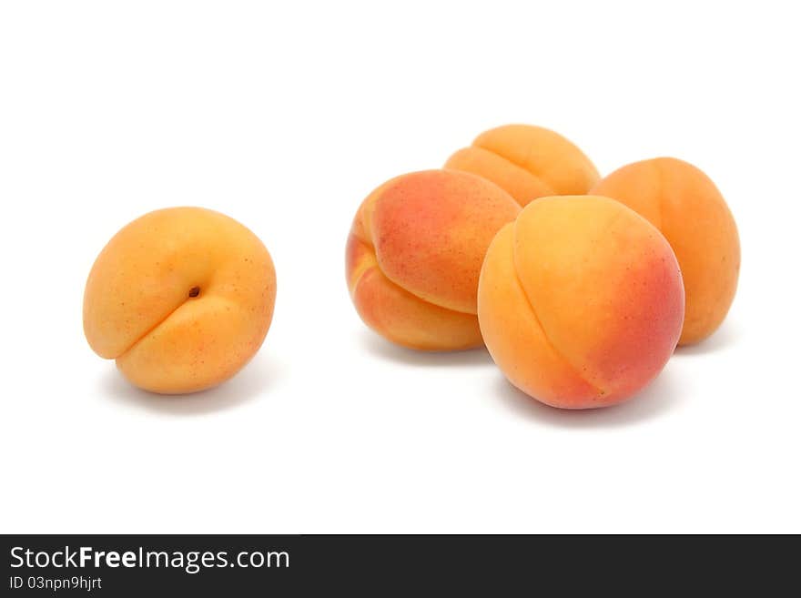 Apricots on a white background. Apricots on a white background