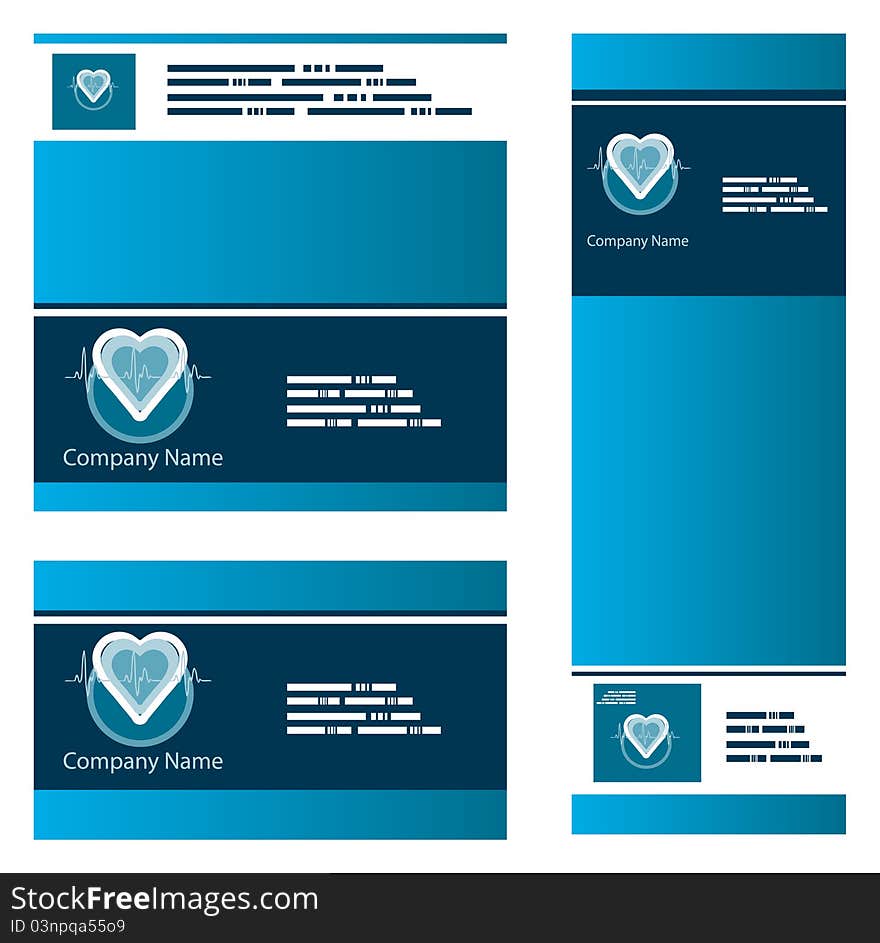 Blue medical cardio business backgrounds set