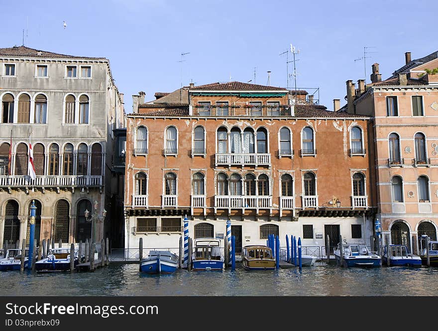 Buildings on the big canal of Venice, Italy. Buildings on the big canal of Venice, Italy