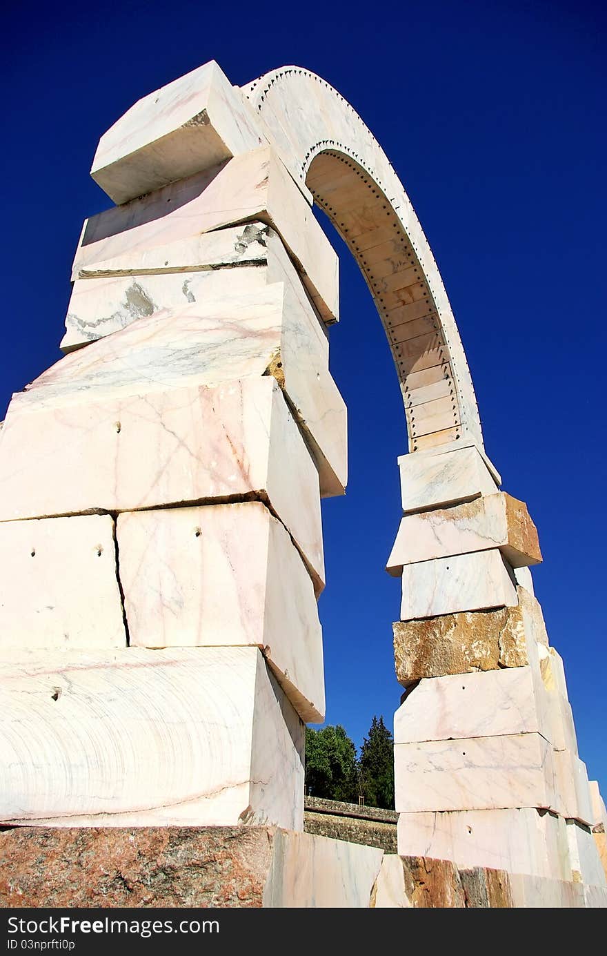 Marble sculpture of roman arch, Portugal