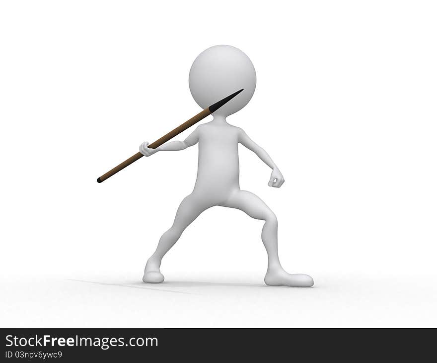 Javelin throwing (3d on white background sports characters series)