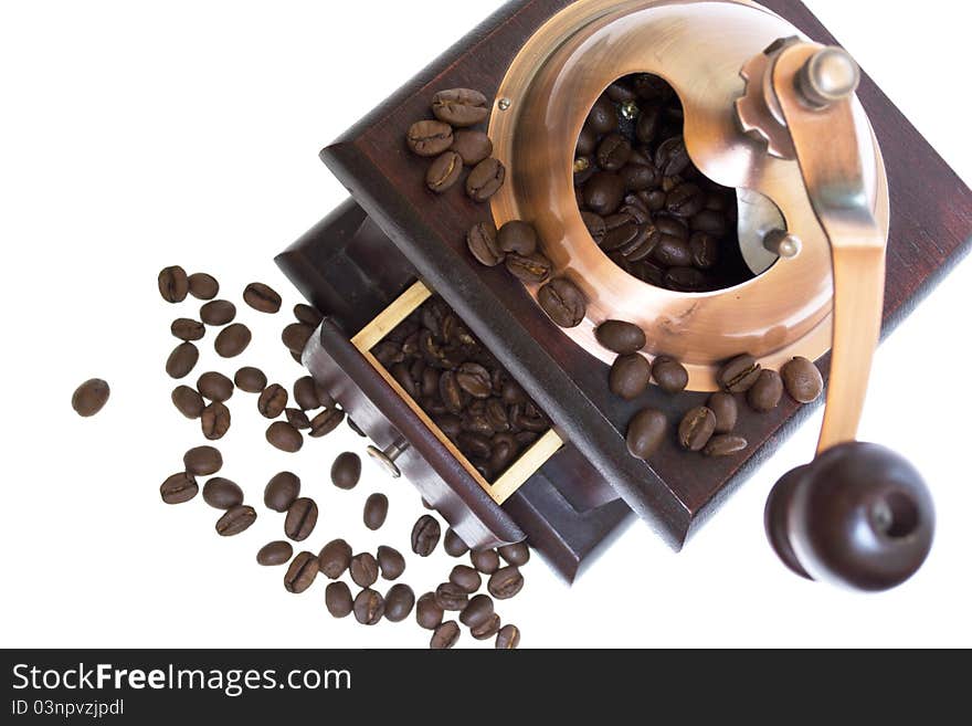 Coffee grinder with coffee beans