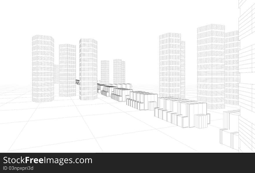 Illustration of modern city buildings