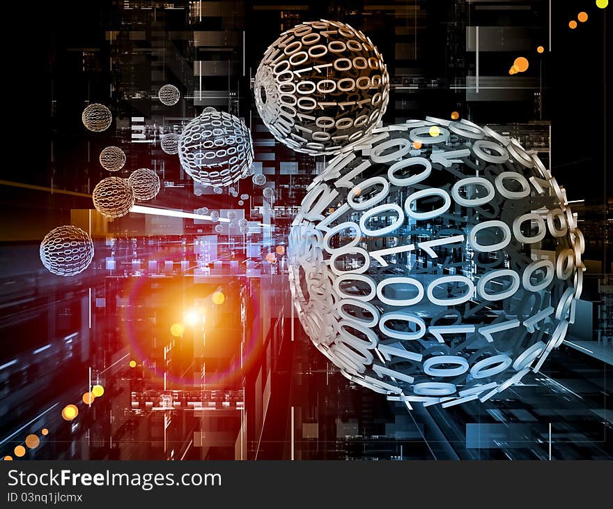 Three dimensional number structures on the subject of modern technologies, internet and computers. Three dimensional number structures on the subject of modern technologies, internet and computers