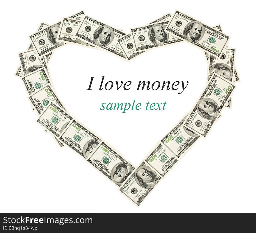 Isolated Money Frame As Heart