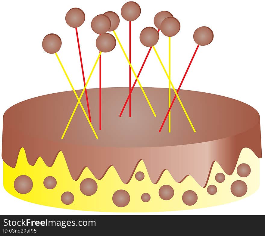 Vector illustration of chocolate cake with decoration