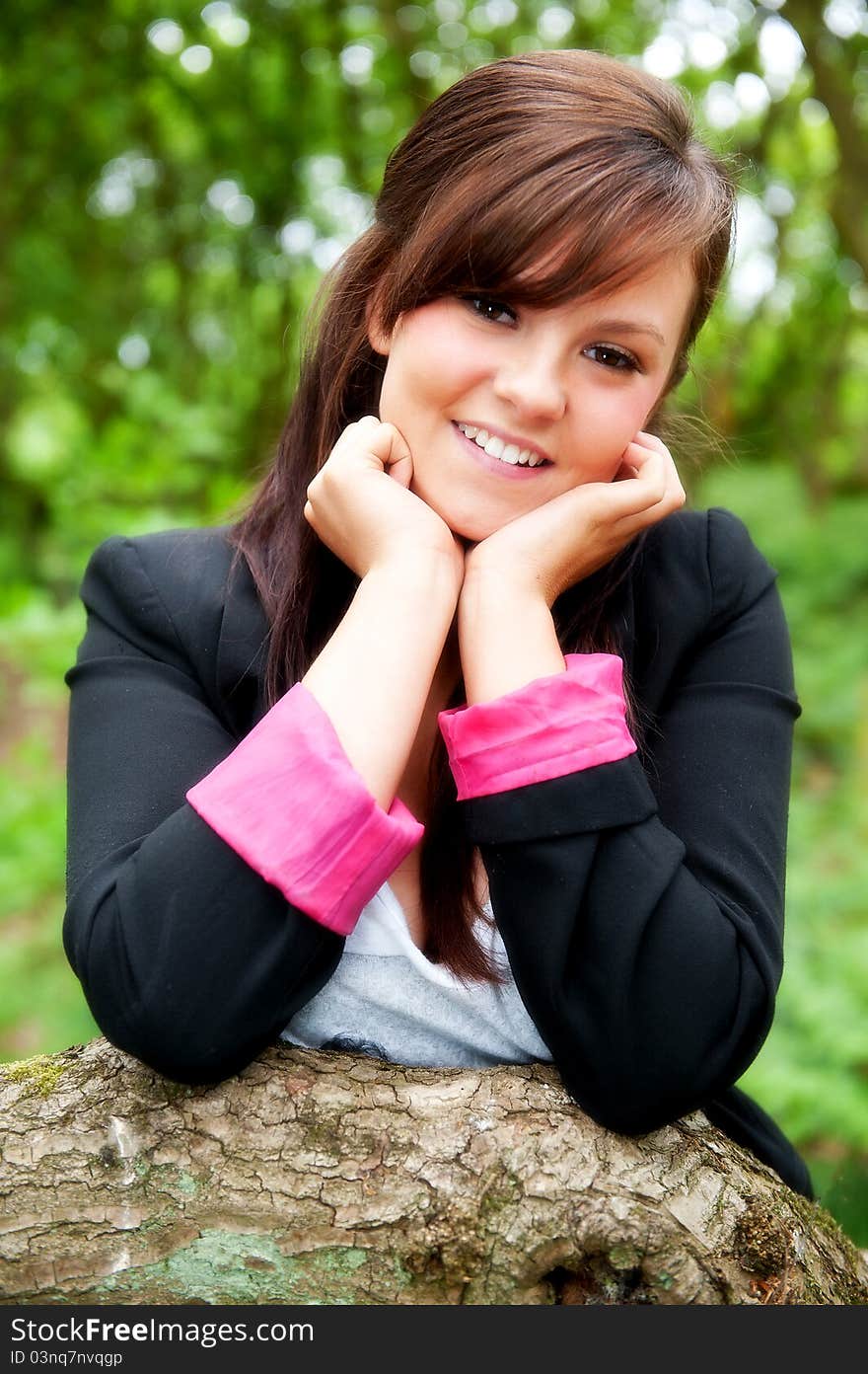 Pretty female posing outdoors