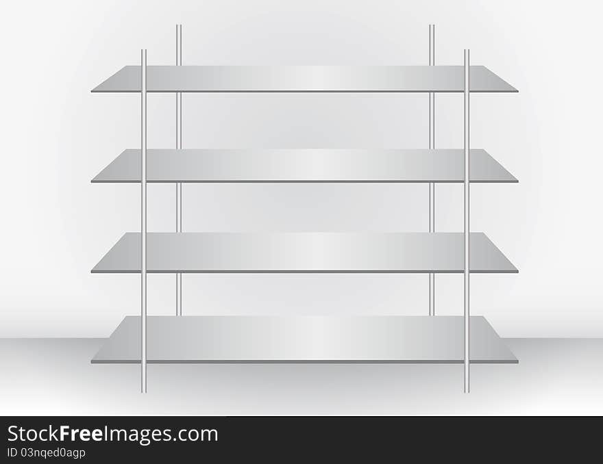 Stylish modern silver shelf on a floor. Stylish modern silver shelf on a floor