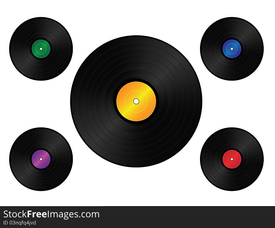 Set of retro vinyls isolated on white background