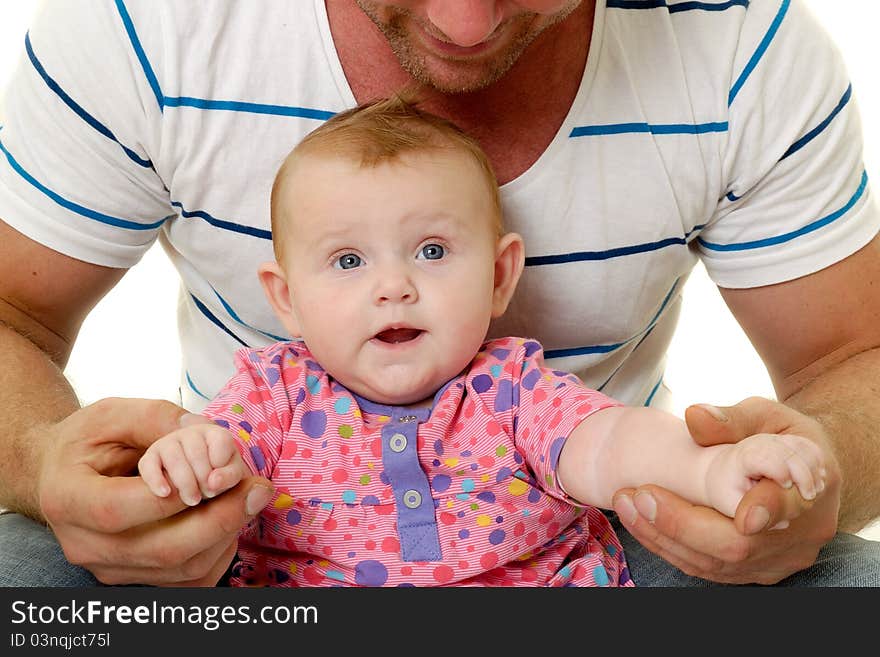 Smiling Father And Baby