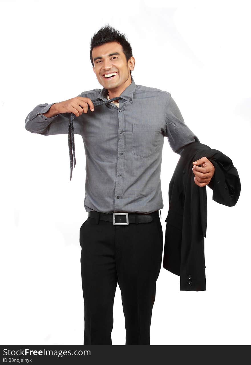 Young Businessman Untying His Tie