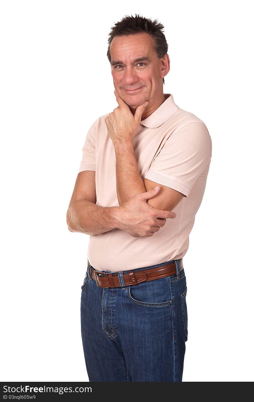 Portrait Of Attractive Smiling Thoughtful Man