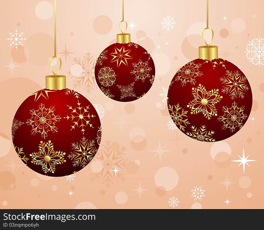 Illustration Christmas background with set balls - vector