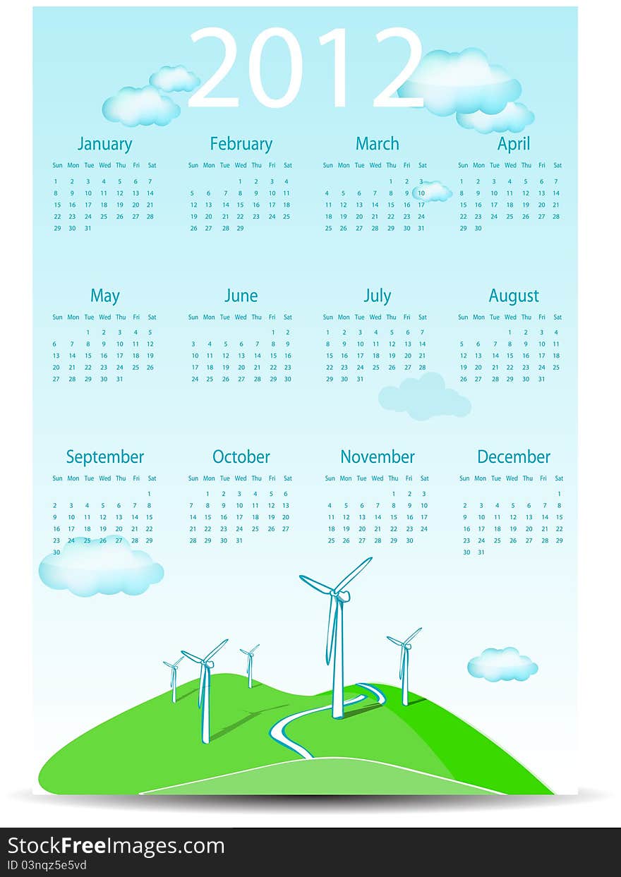 Abstract calendar wind turbines