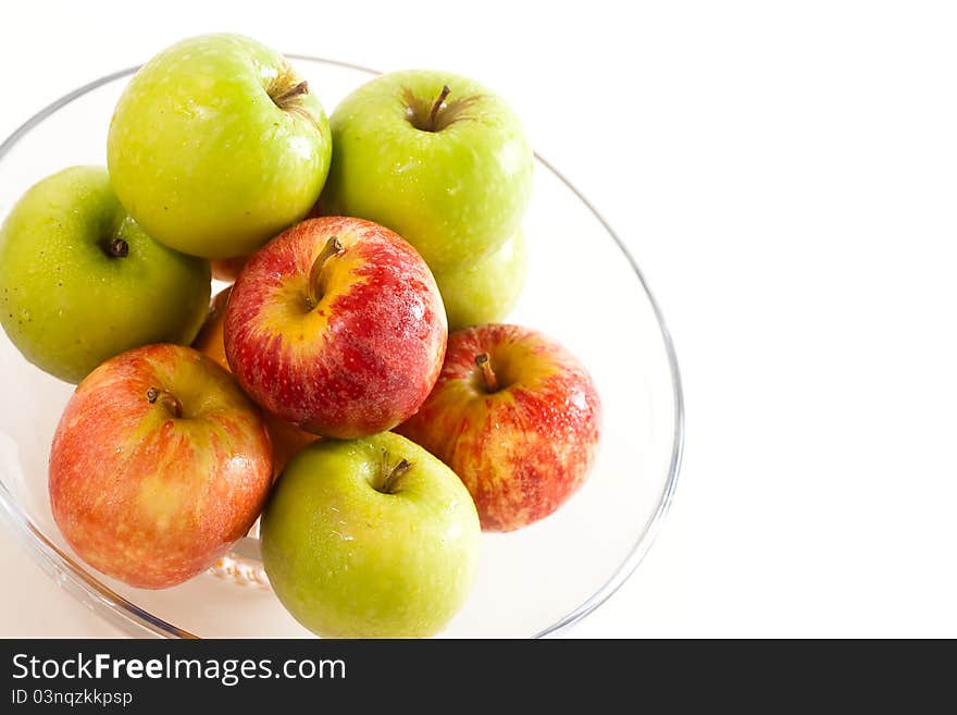 A bowl of apples with empty space