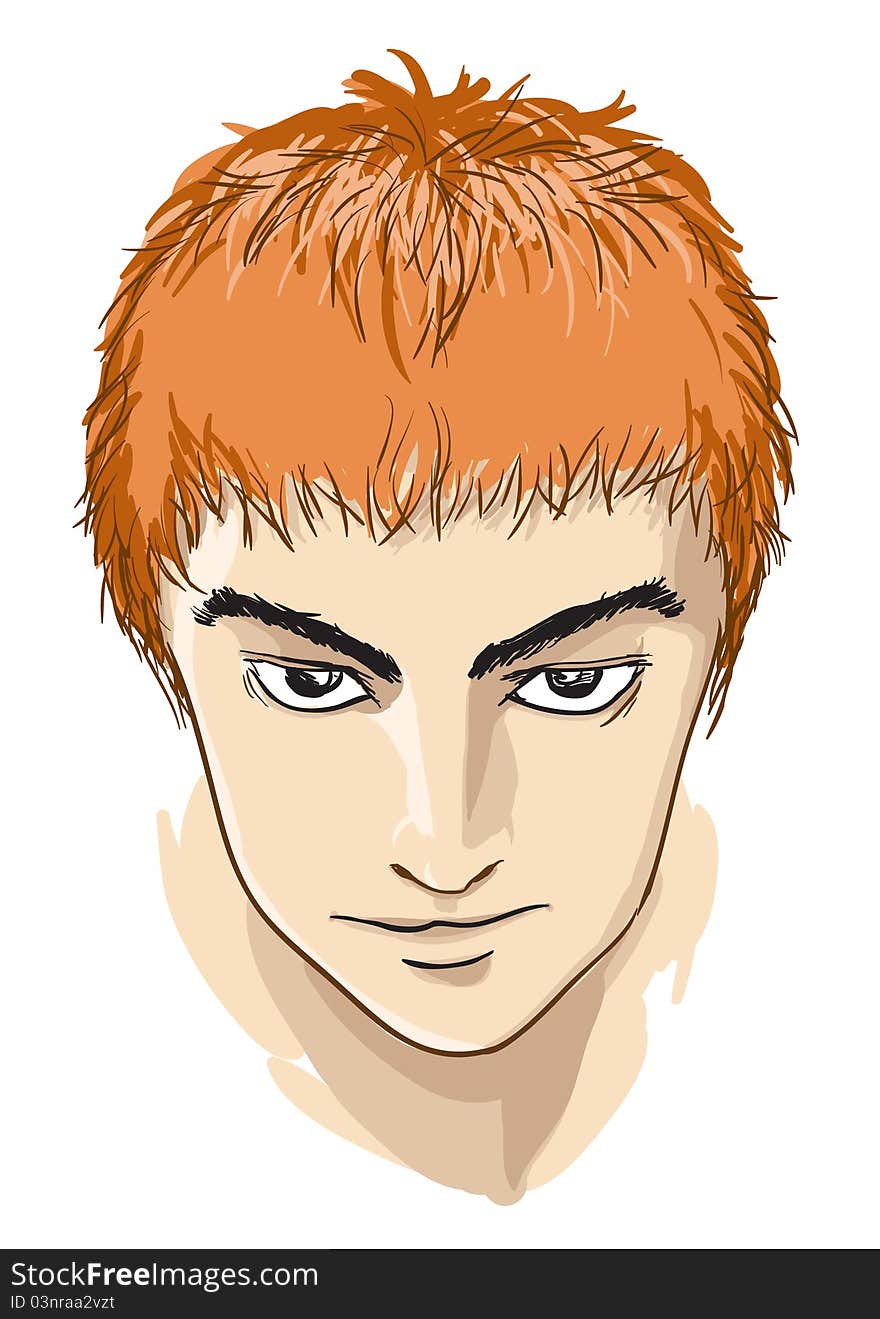 Illustration of human head in comic style. Illustration of human head in comic style