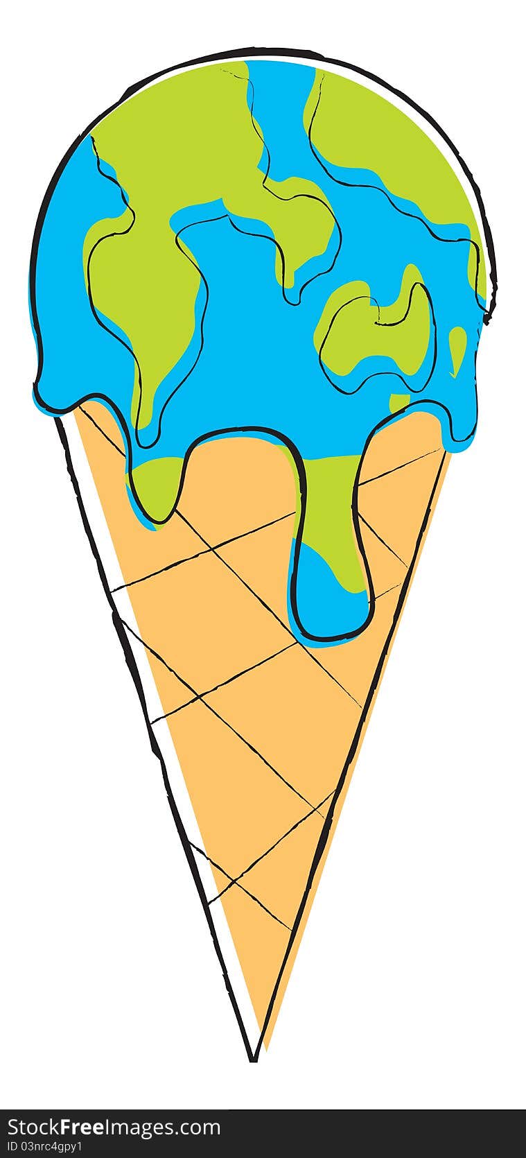 Icecream globe melting from global warming