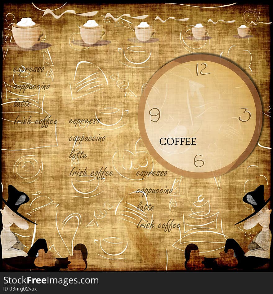 Coffee abstract grunge background - card menu. Coffee abstract grunge background - card menu