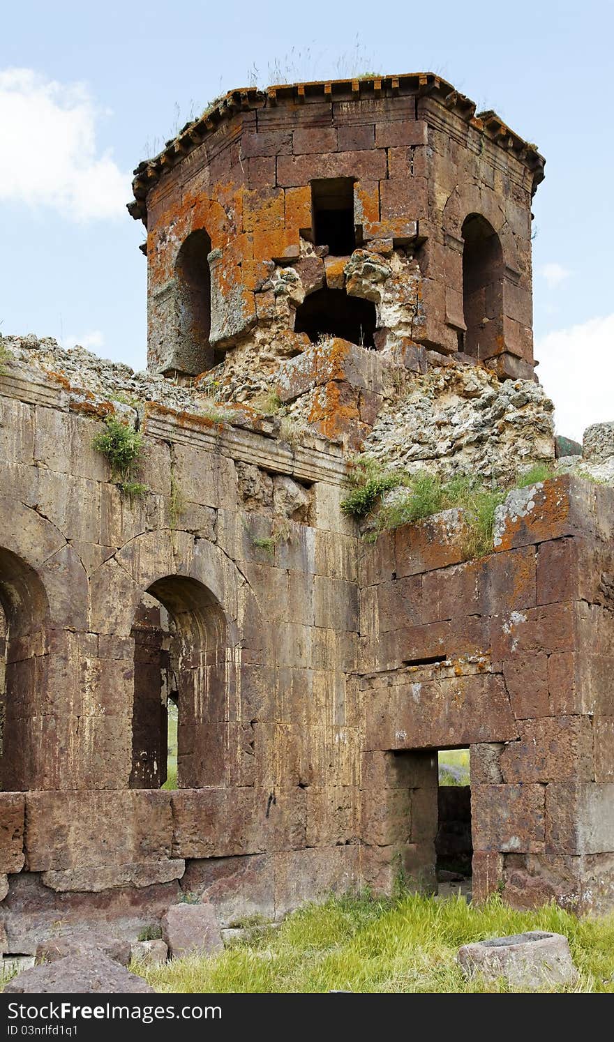 Close up Red Church Kapadokya Turkey Kizil Kilsie portrait ruins of dilapidated and derelict Old Red Church Cappadocia Turkey dating to the 6th century, graffiti, red limestone, horizontal, crop area and copy space. Close up Red Church Kapadokya Turkey Kizil Kilsie portrait ruins of dilapidated and derelict Old Red Church Cappadocia Turkey dating to the 6th century, graffiti, red limestone, horizontal, crop area and copy space