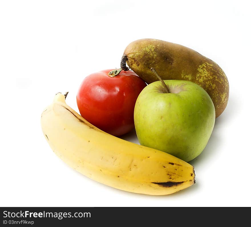 Fruits and vegetables on a white background. Fruits and vegetables on a white background