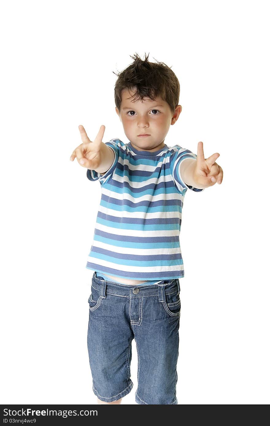 Lovely child isolated on a white background. Lovely child isolated on a white background