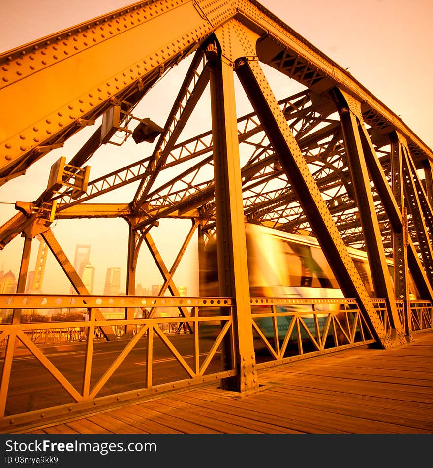 Evening Bridge in Shanghai, China