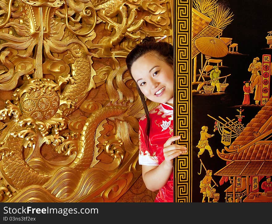 Oriental girl in traditional costume