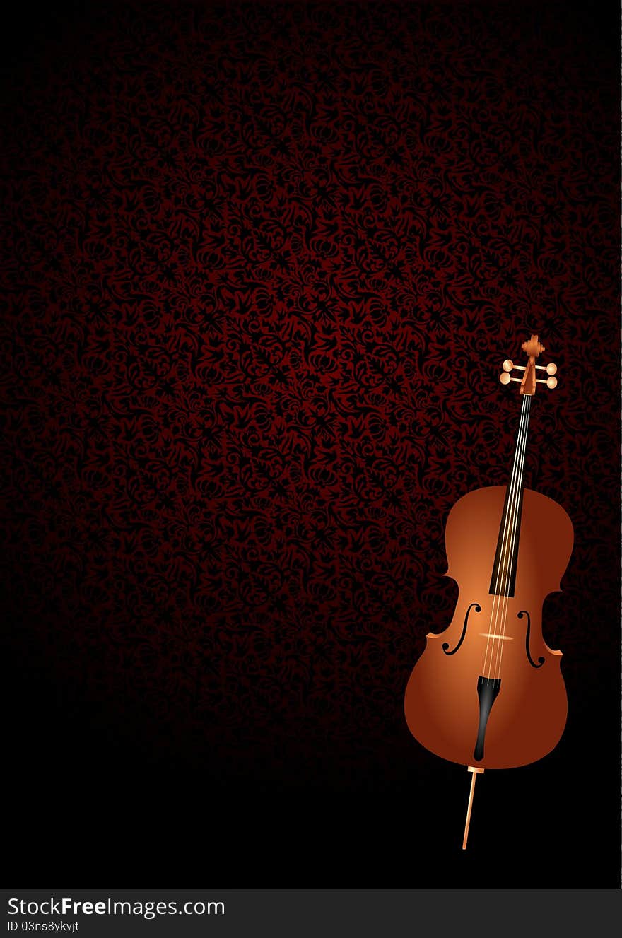 Cello with elegant art nouveau backgroung