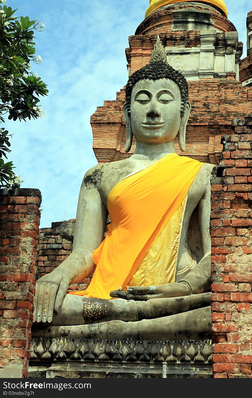 Buddha image in temple in Ayuthaya, Thailand