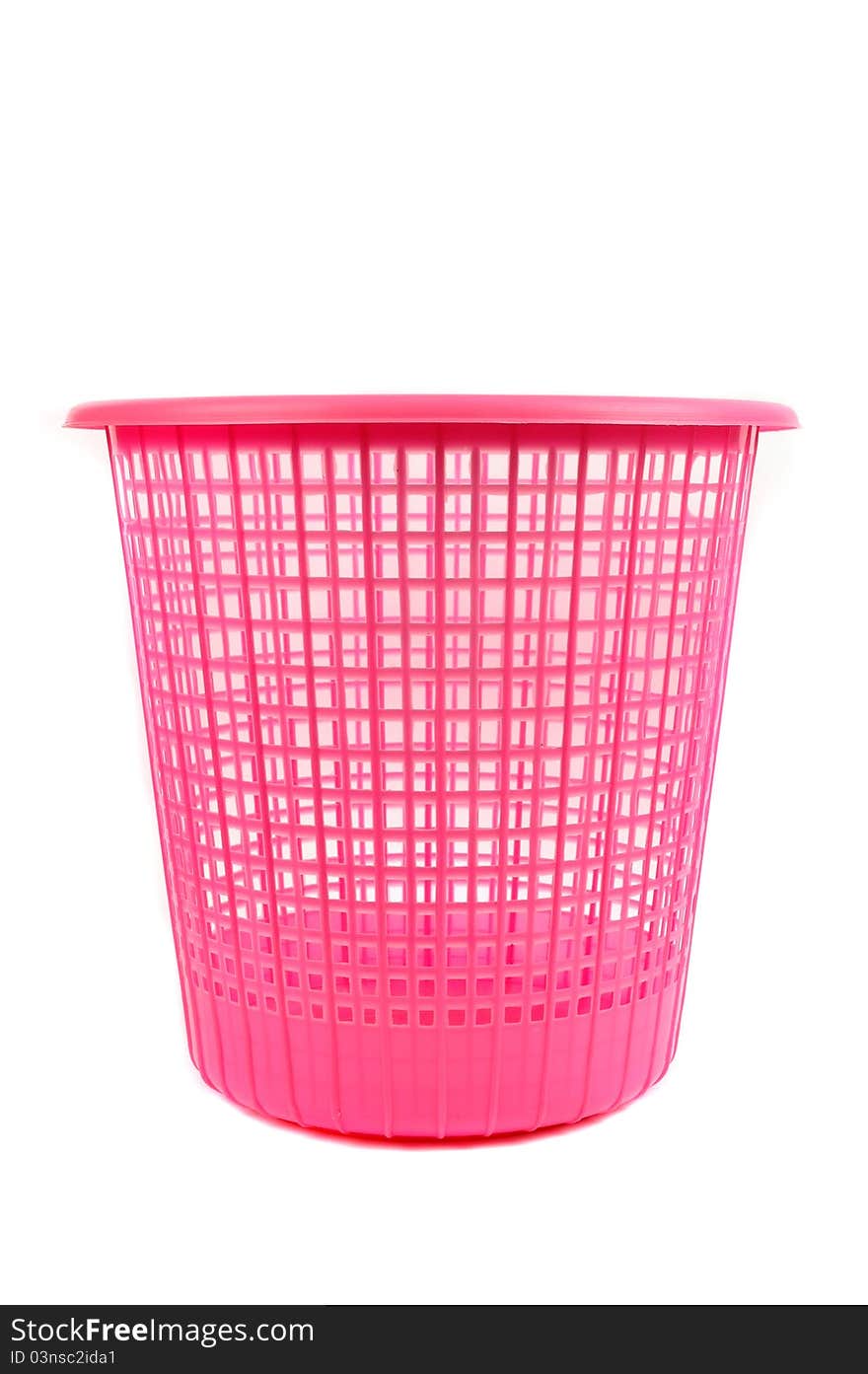 A pink dumpster isolated on white background