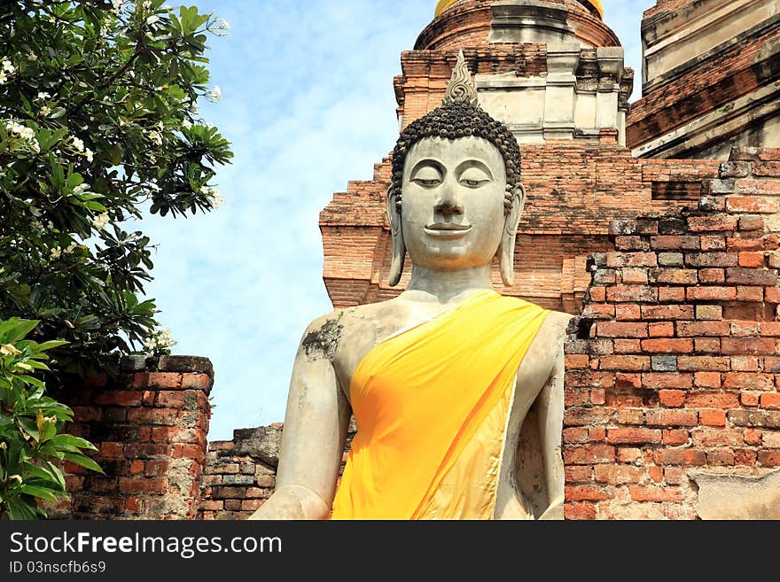 Buddha Image In Temple In Ayuthaya, Thailand