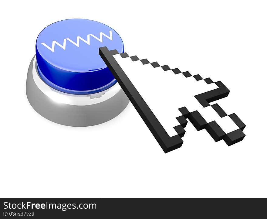 World Wide Web abstract button with 3D mouse cursor. It's a 3D rendered illustration. World Wide Web abstract button with 3D mouse cursor. It's a 3D rendered illustration.