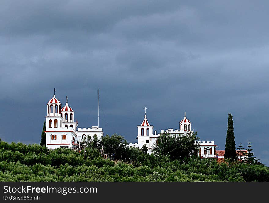 White monastery on Zakynthos island. White monastery on Zakynthos island