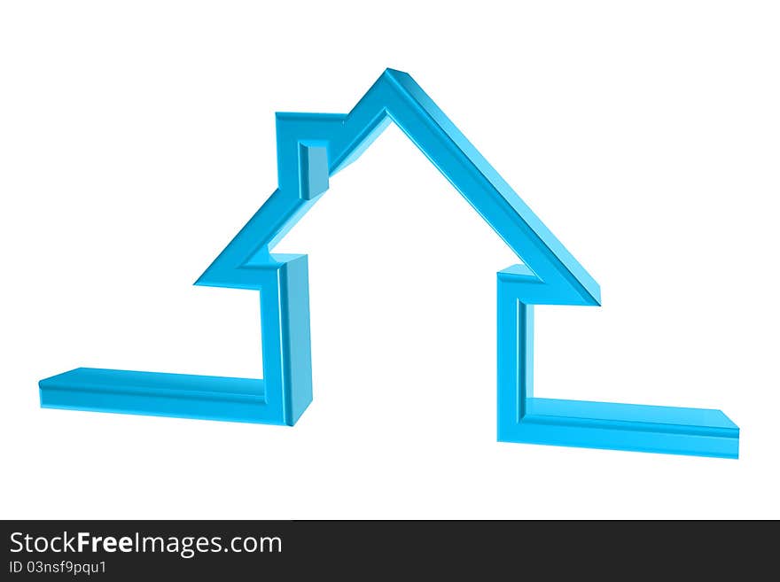 Blue house symbol in 3D. Blue house symbol in 3D