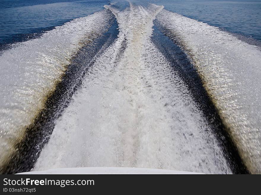 Trace on sea from a boat. Trace on sea from a boat