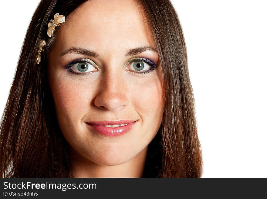 Beautiful young woman isolated on a white background