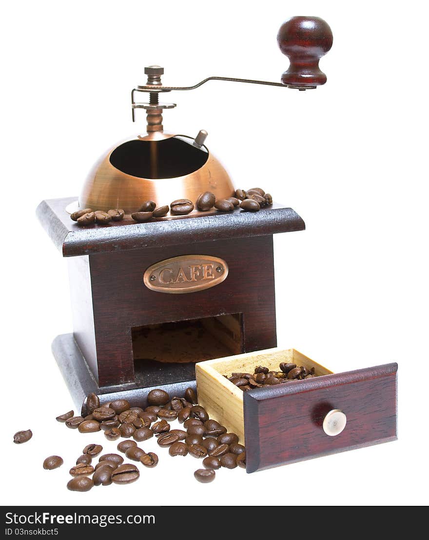 Coffee grinder with coffee beans