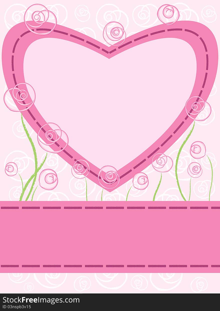 Card with heart and roses