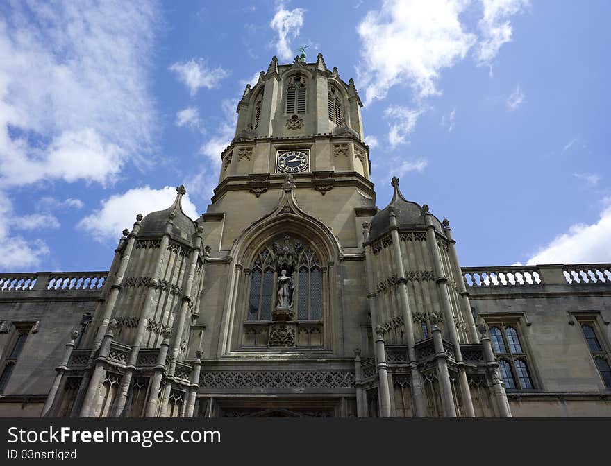 Located at Oxford, UK. Tom Tower is built over Tom Gate over Christ Church leading into Tom Quad.