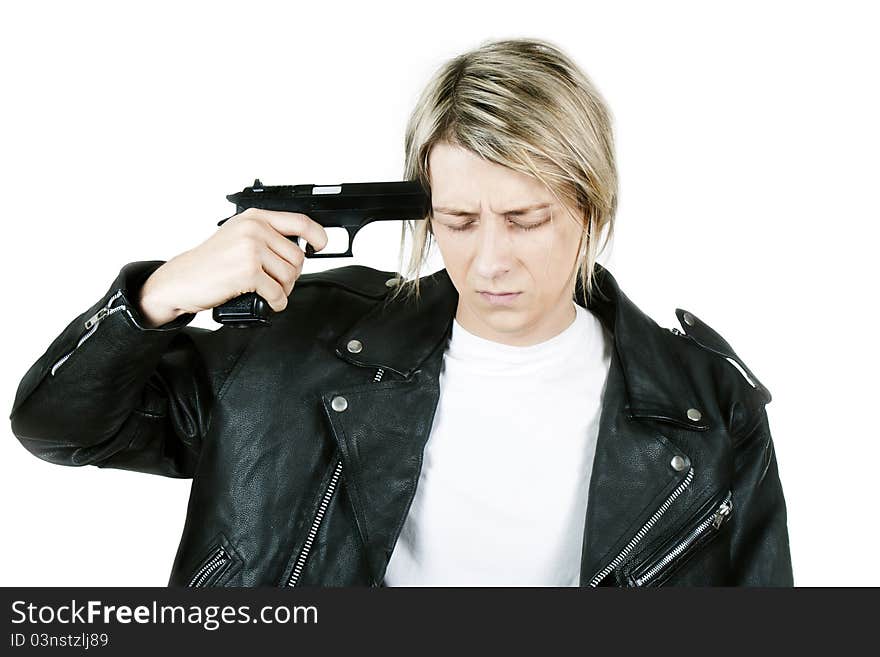 A young guy with a gun