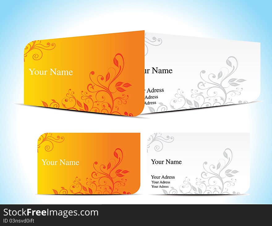 Abstract Orange  Business Card With Floral