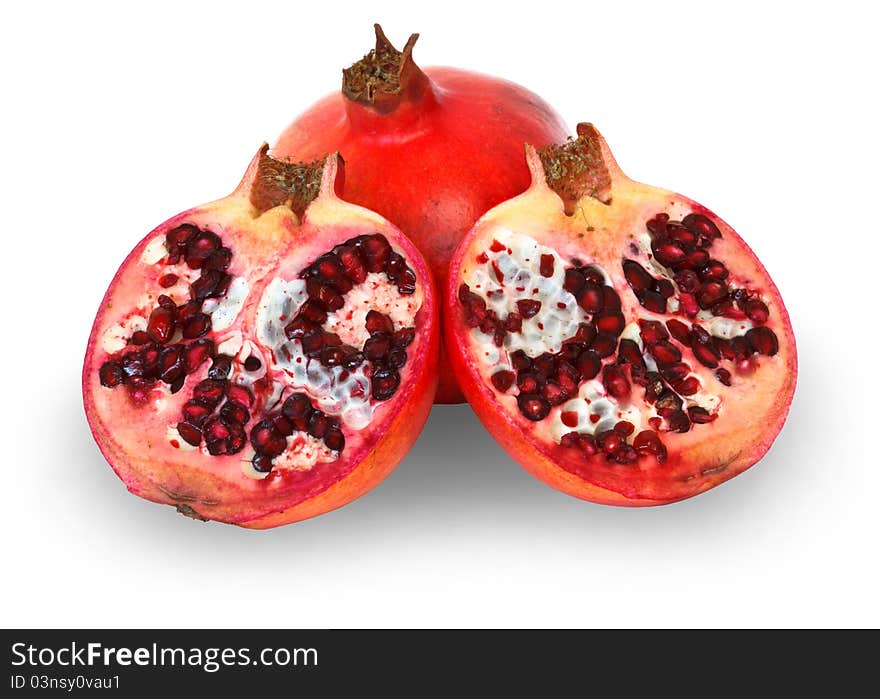 Pomegranate over white background with shadow