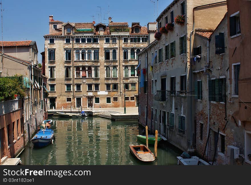 View of channel in Venice Italy. View of channel in Venice Italy