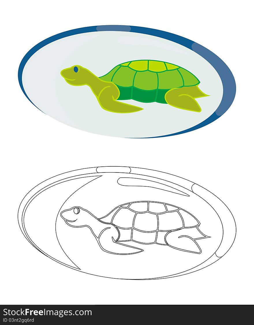 Editable Turtle icon in blue elip shape