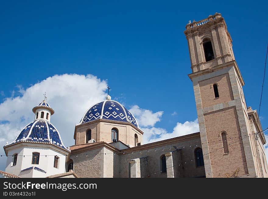 The church of La Mare de Déu del Consol (Our Lady of Solace), easily identifiable by its picturesque blue and white domes, tiled with glazed ceramics. The church of La Mare de Déu del Consol (Our Lady of Solace), easily identifiable by its picturesque blue and white domes, tiled with glazed ceramics.